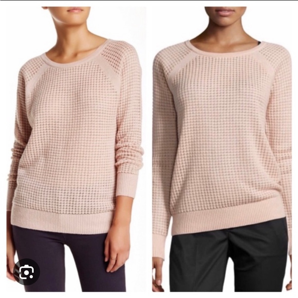 Vince Size XS Nude/Blush Cashmere Waffle Knit Sweater